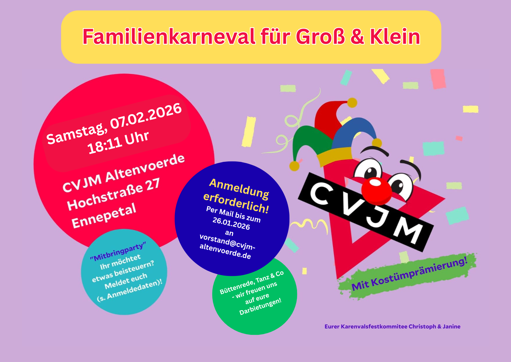 Plakat Familienkarneval für Groß & Klein